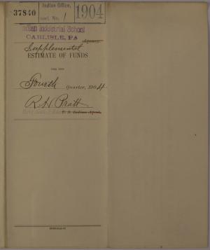 Supplemental Estimate of Funds, Fourth Quarter 1904