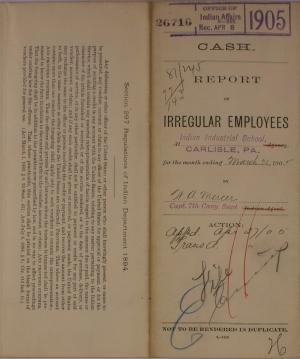 Report of Irregular Employees, March 1905