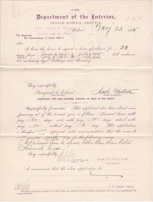 Margaret O. Eckert's Application for Annual Leave of Absence 