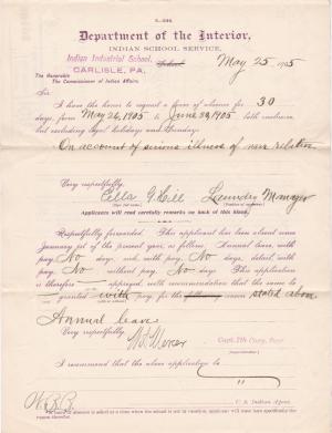 Ella G. Hill's Application for Annual Leave of Absence 