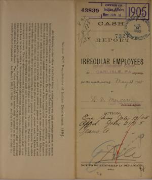 Report of Irregular Employees, May 1905