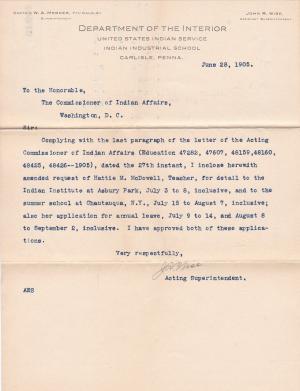 Hattie M. McDowell's Request for Leave of Absence