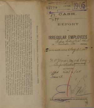 Report of Irregular Employees, August 1905