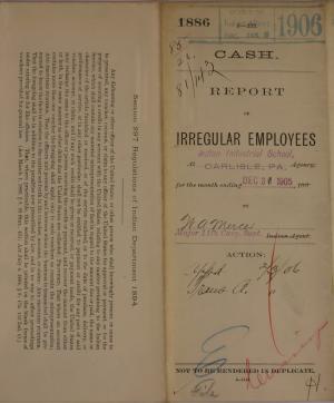 Report of Irregular Employees, December 1905