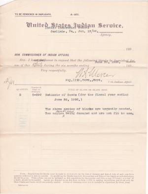 Special Requisition for Blanks and Blank Books, January 1906