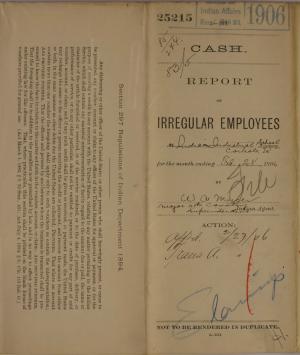 Report of Irregular Employees, February 1906