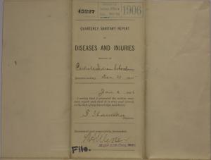 Quarterly Sanitary Report of Diseases and Injuries, December 1905