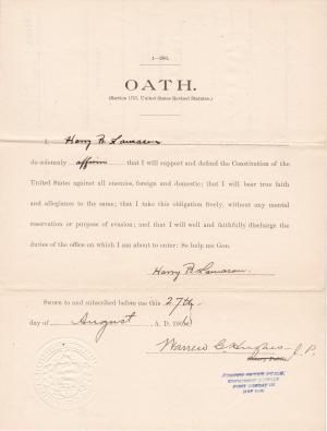 Oath of Office for Harry B. Lamason