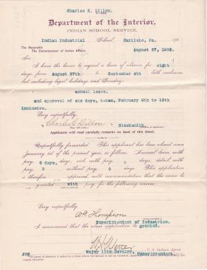 Charles C. Dillon's Application for Annual Leave of Absence