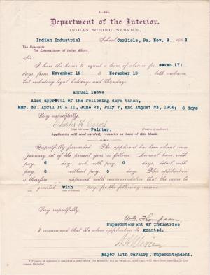 Charles H. Carns' Application for Annual Leave of Absence