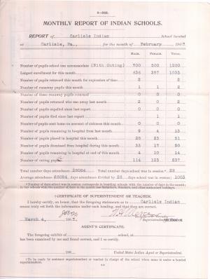 Monthly School Report for February 1907
