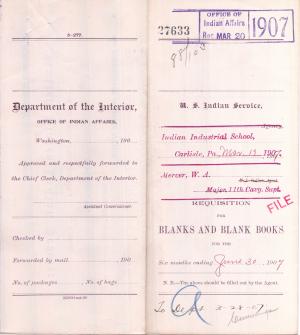 Requisition for Blanks and Blank Books, March 1907