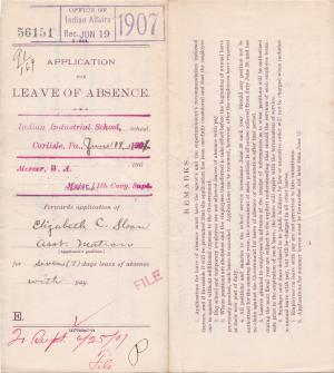 Elizabeth Chenoweth Sloan's Request for Leave of Absence 