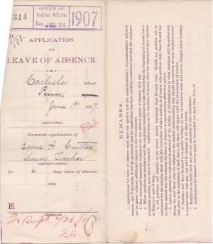 Emma A. Cutter's Application for Leave of Absence