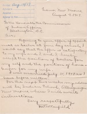 Correspondence Regarding Appointment of Mr. and Mrs. Fred Canfield