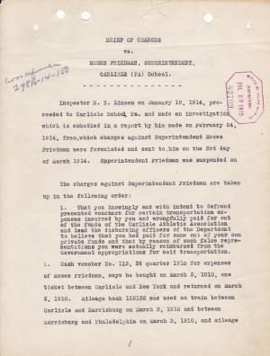 Brief of Charges and Answers Against Superintendent Moses Friedman