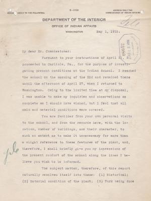 Inspection Report of J. H. Dortch for May 1915