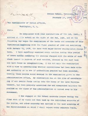 Financial Audit of the Carlisle Indian School Accounts Financial Audit of the Carlisle Indian School Accounts