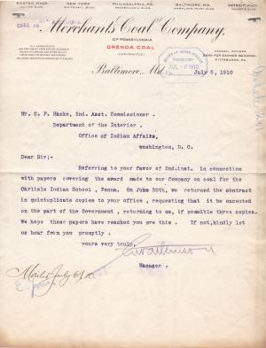 Contracts for Supplies, Fiscal Year 1910-1911