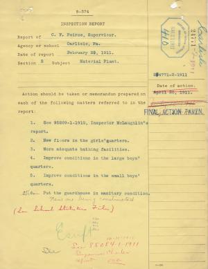 Inspection Report on Dormitories, Boys' Lavatories, and the Guardhouse