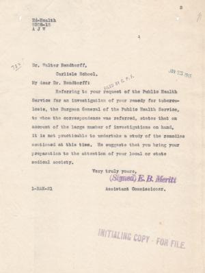 Denial of a Trial for Carlisle Indian School Physician's Potential Tuberculosis Remedy Denial of a Trial for Carlisle Indian School Physician's Potential Tuberculosis Remedy