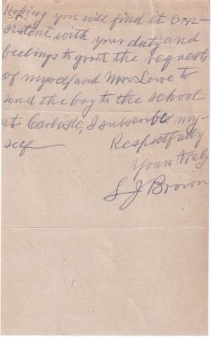 Request for Enrollment of Grandson of S. J. Brown Request for Enrollment of Grandson of S. J. Brown