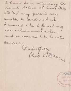 Request for Enrollment by Olive Estes