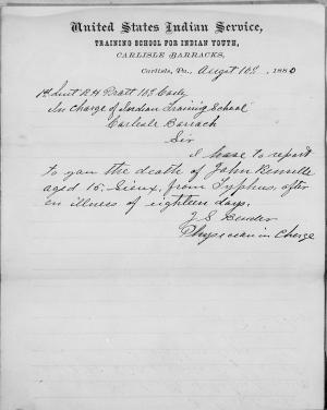 Death of Sioux Student John Renville Death of Sioux Student John Renville