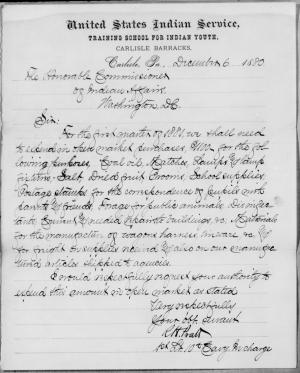 Request to Purchase Supplies, First Quarter 1881
