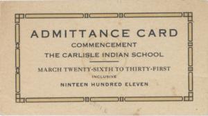Admission Ticket to the 1911 Commencement Ceremony
