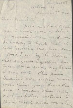 Allison Letter of Support for Pratt Allison Letter of Support for Pratt, 1904