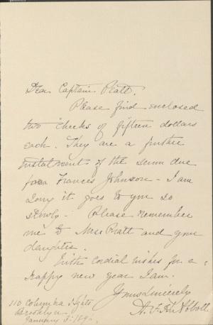 Abbott Sends Further Checks to Pratt Abbott Sends Further Checks to Pratt, 1890