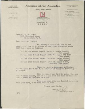 ALA Data on Mooney's Contributions to U.S. Bureau of American Ethnology ALA Data on Mooney's Contributions to U.S. Bureau of American Ethnology, 1919