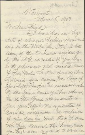 Anderson Letter of Support and Inquiry to Pratt Anderson Letter of Support and Inquiry to Pratt, 1903