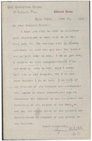 Abbott Discusses Meeting for Reservation Plan Abbott Discusses Meeting for Reservation Plan, 1885