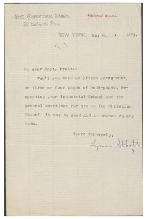 Abbott Requests Article for Christian Union Abbott Requests Article for Christian Union, 1886