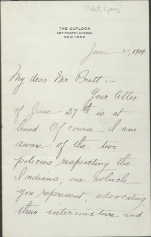 Abbott Discusses Opposing Views on Indian Policy Abbott Discusses Opposing Views on Indian Policy, 1904