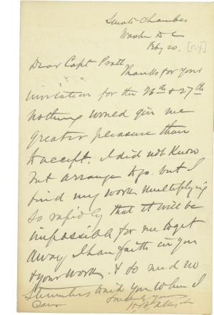 Sen. Allison Sends Regrets for Pratt's Visit Invitation Sen. Allison Sends Regrets for Pratt's Visit Invitation