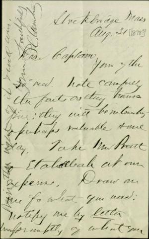 Armstrong Authorizing Travel Expenses for Pratt Armstrong Authorizing Travel Expenses for Pratt, 1878