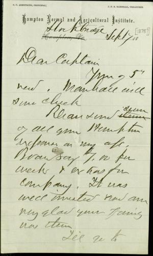 Armstrong Sends Pratt Expense Information Armstrong Sends Pratt Expense Information, 1878