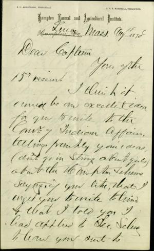 Armstrong Encourages Pratt to Propose School Ideas to Hayt Armstrong Encourages Pratt to Propose School Ideas to Hayt, 1878