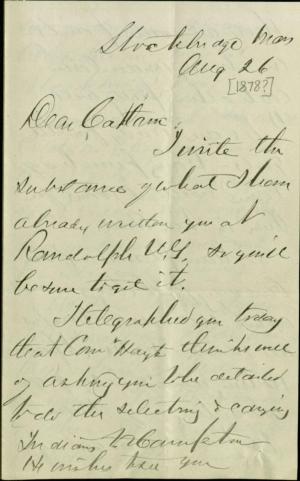 Armstrong Informs Pratt That Recruitment Can Begin, 1878 [Version 1]