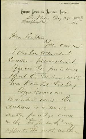 Armstrong Forwards Pratt Letter of Concerns Armstrong Forwards Pratt Letter of Concerns, 1878