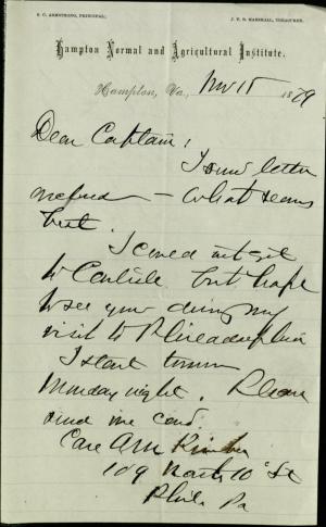Armstrong Arranges Travel to Carlisle with Pratt Armstrong Arranges Travel to Carlisle with Pratt, 1879