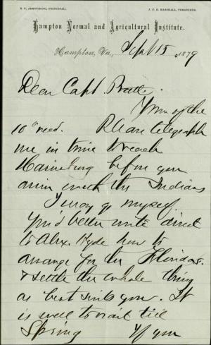 Armstrong Discusses Arrangements for Florida Prisoners with Pratt Armstrong Discusses Arrangements for Florida Prisoners with Pratt, 1879
