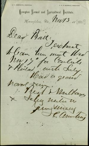 Armstrong Informs Pratt of Expected Arrival Date Armstrong Informs Pratt of Expected Arrival Date, 1880