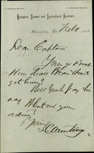 Armstrong Discusses Bear's Heart's Return with Pratt Armstrong Discusses Bear's Heart's Return with Pratt, 1881