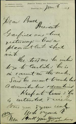 Armstrong Discusses Garfield Visit with Pratt Armstrong Discusses Garfield Visit with Pratt, 1881