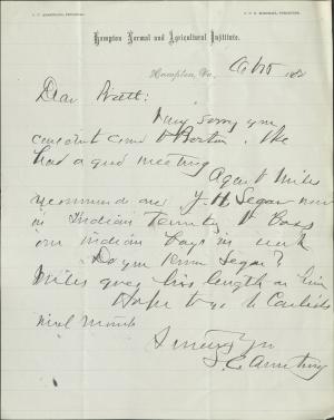 Armstrong Asks Pratt for Information on Y. H. Segar, 1882