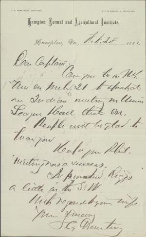 Armstrong Invites Pratt to Speak at Union League of New York Armstrong Invites Pratt to Speak at Union League of New York, 1882